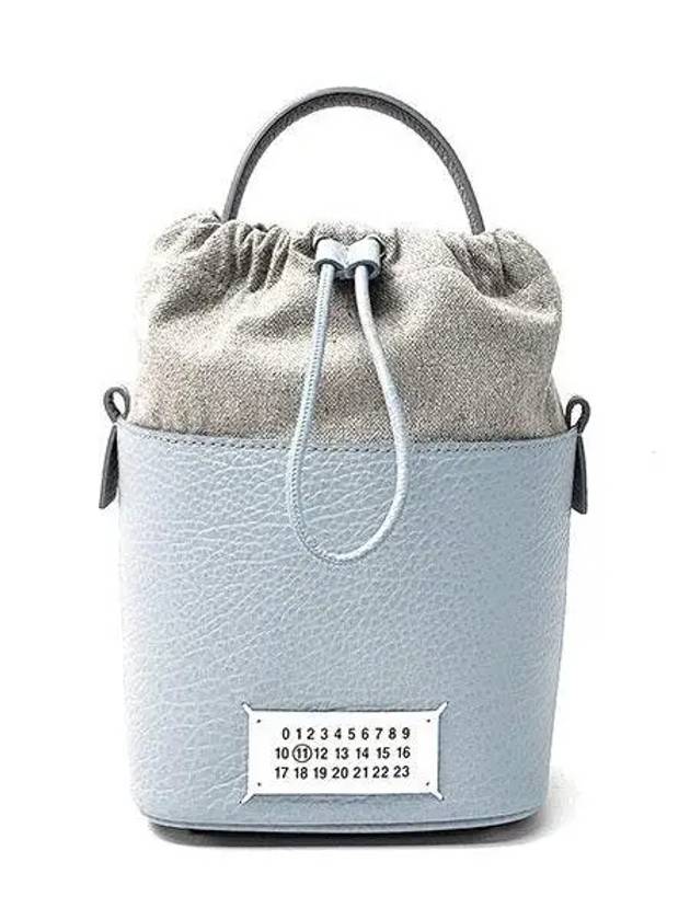 5AC Number Logo Texture Leather Bucket Bag Pale Blue - MAISON MARGIELA - BALAAN 3