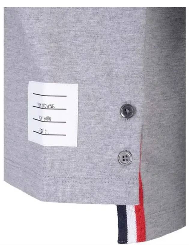 Men's Medium Weight Jersey Tipped Pocket Crewneck Short Sleeve T-Shirt Light Grey - THOM BROWNE - BALAAN 4