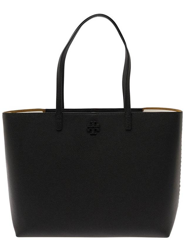 McGraw Logo Leather Tote Bag Black - TORY BURCH - BALAAN 2