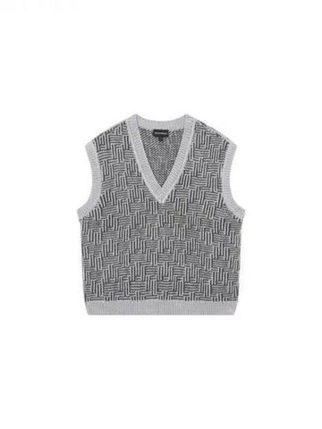 Men s Miro V neck Knit Vest Dark Gray 270475 - EMPORIO ARMANI - BALAAN 1