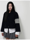 Milano 4-bar Crop Boiled Wool Single Coat Navy - THOM BROWNE - BALAAN 3