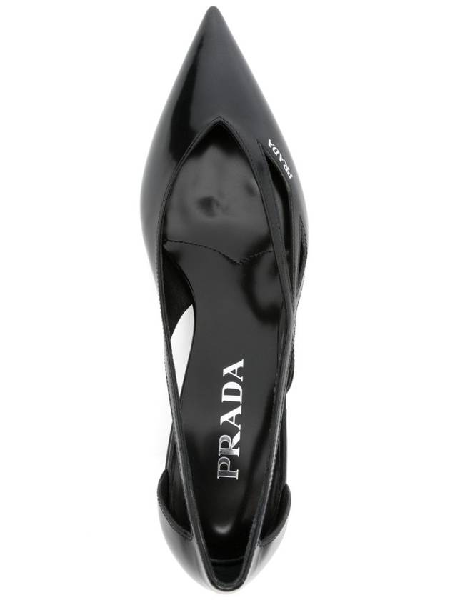 Women's Brushed Leather Cut-Out Pumps Black - PRADA - BALAAN 3