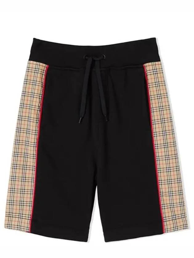 Kids Check Panel Cotton Shorts Black 8053941 4Y 10Y - BURBERRY - BALAAN 1