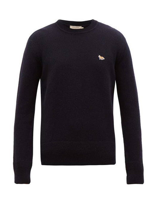 Fox Applique Wool Pullover Knit Top Dark Navy - MAISON KITSUNE - BALAAN 1