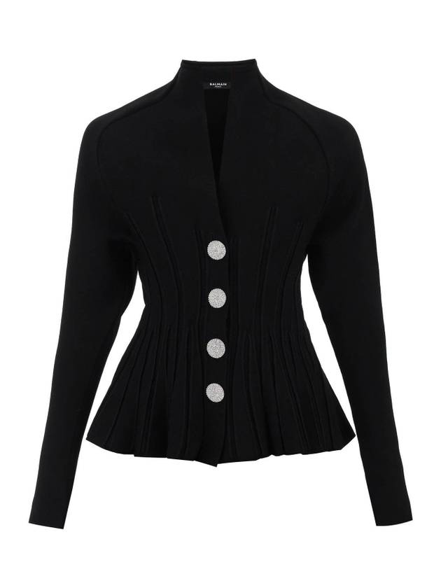 23 fw ribbed viscose PEPLUM cardigan BF0KL121KF13 0PA B0230741339 - BALMAIN - BALAAN 1