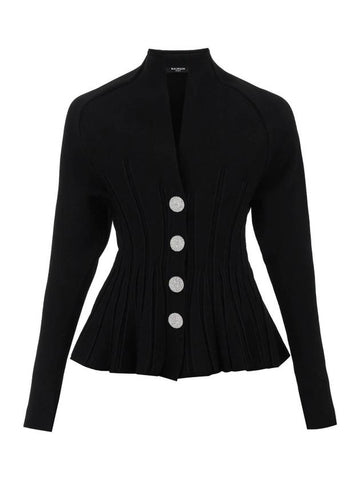 23 fw ribbed viscose PEPLUM cardigan BF0KL121KF13 0PA B0230741339 - BALMAIN - BALAAN 1