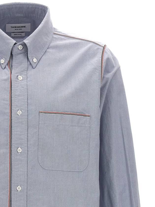 Oxford Grosgrain Framing Long Sleeve Shirt Light Blue - THOM BROWNE - BALAAN 4