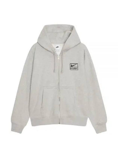 Fleece Zip-Up Hoodie Grey Heather - NIKE - BALAAN 1