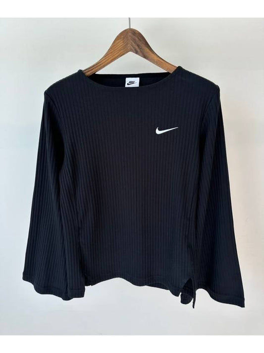 Long sleeve ribbed t shirt DV7867 010 black WOMENS S Asian fit - NIKE - BALAAN 1