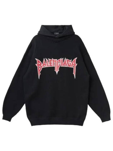 Chest logo printing hooded black t shirt hoodie - BALENCIAGA - BALAAN 1