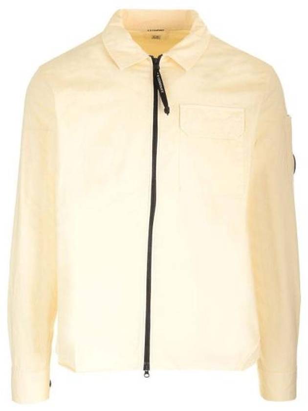 Gabardine Zip Up Long Sleeve Shirt Beige - CP COMPANY - BALAAN 3