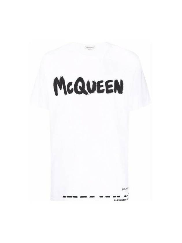 Graffiti Logo Short Sleeve T-Shirt White - ALEXANDER MCQUEEN - BALAAN.