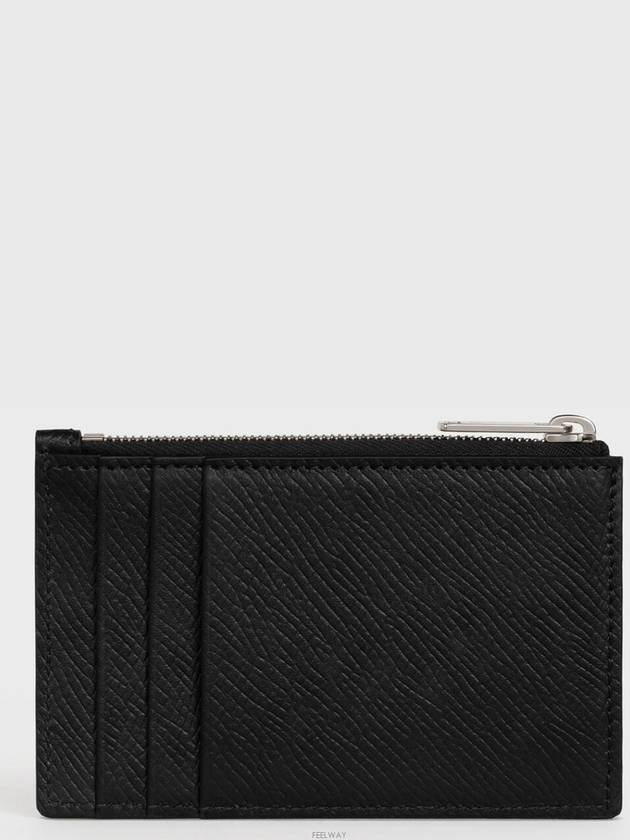 Zipper Grained Calfskin Card Wallet Black - CELINE - BALAAN 5