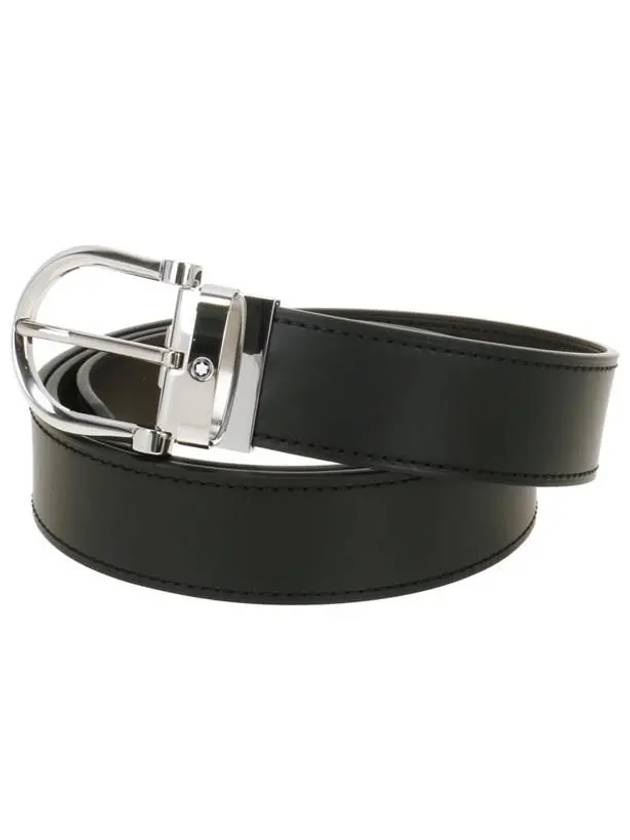 Horseshoe Stainless Steel Buckle Belt Black - MONTBLANC - BALAAN 2