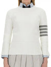 Milano Stitch Crewneck 4-Bar Cotton Crepe Knit Top White - THOM BROWNE - BALAAN 3