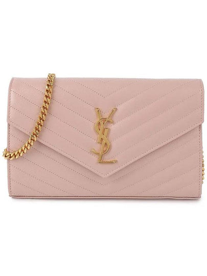 Monogram Matelasse Chain Shoulder Bag Pink - SAINT LAURENT - BALAAN 2