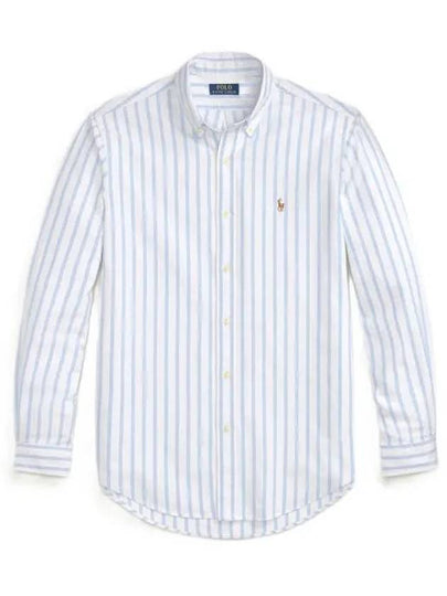 Embroidered Pony Logo Striped Long Sleeve Shirt Light Blue - POLO RALPH LAUREN - BALAAN 2