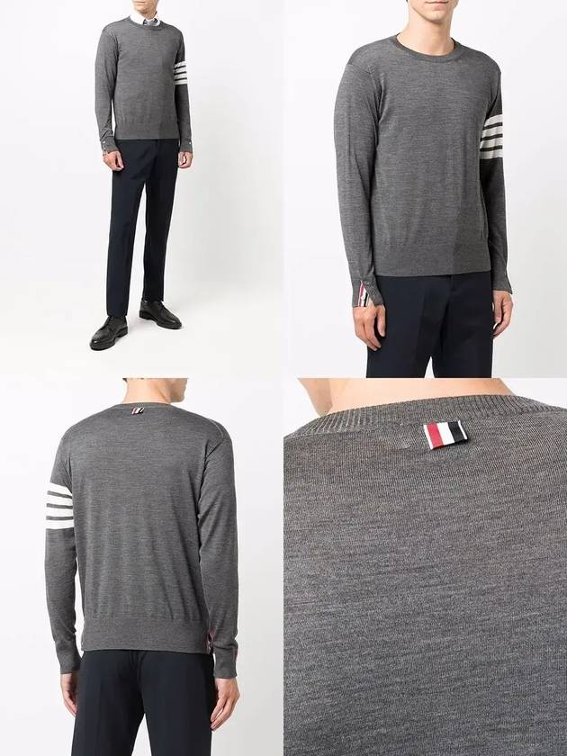 4 Bar Armband Classic Merino Wool Knit Top Medium Grey - THOM BROWNE - BALAAN 4