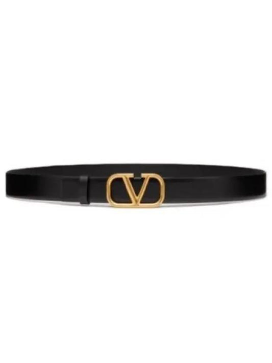 Signature V Logo Leather Belt Black - VALENTINO - BALAAN 2