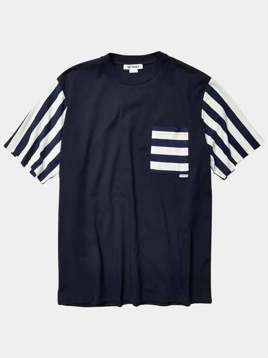Short Sleeve Men's Striped Pocket T-Shirt Navy MH03AC501 - SUNNEI - BALAAN 1