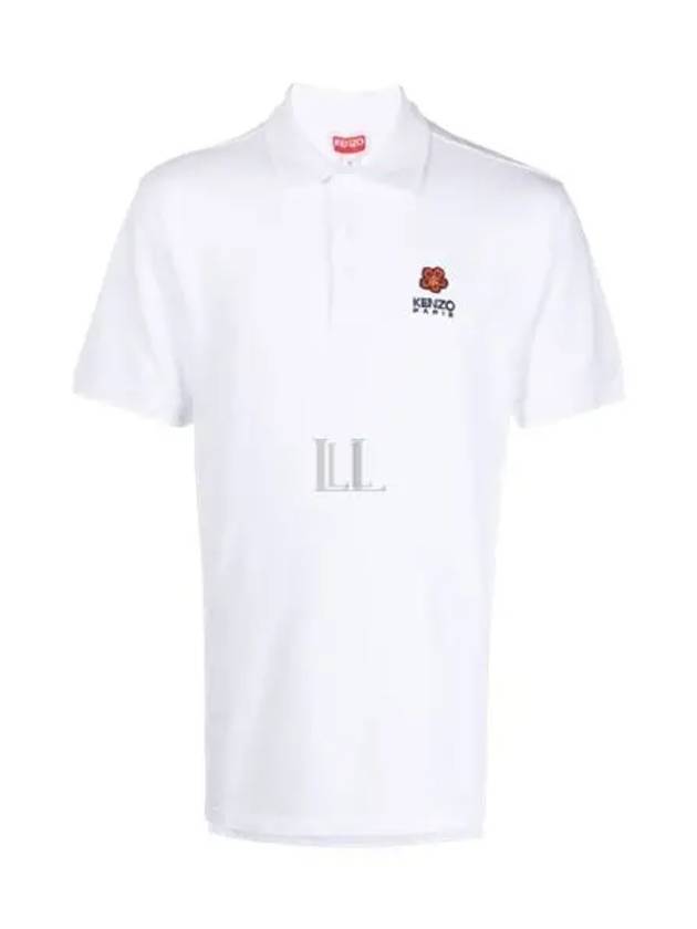 Boke Flower Embroidered Cotton Polo Shirt White - KENZO - BALAAN 2