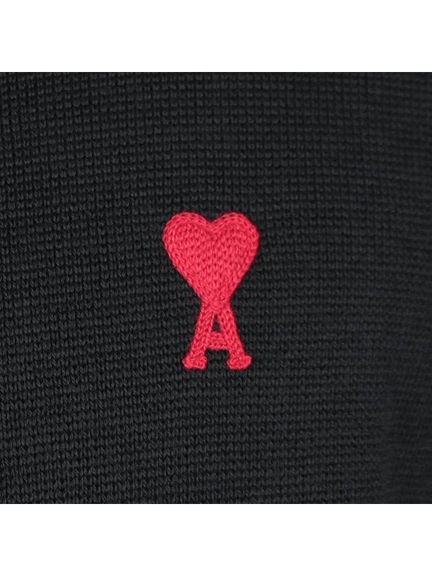 Men's Mini Heart Logo Merino Wool Knit Top Black - AMI - BALAAN 7