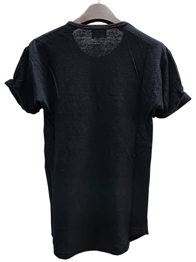 Koldi Logo Linen Short Sleeve T-Shirt Black - ISABEL MARANT ETOILE - BALAAN 4