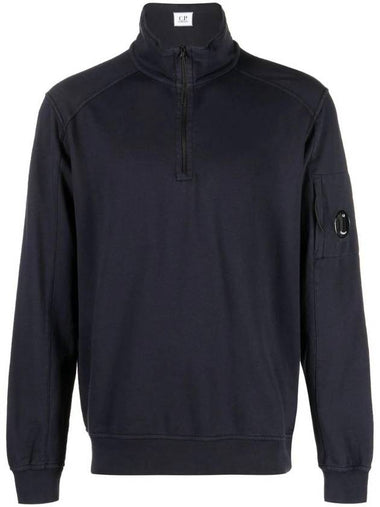 Men's Lens Wappen Fleece Half Zip Up Sweatshirt Navy - CP COMPANY - BALAAN 1