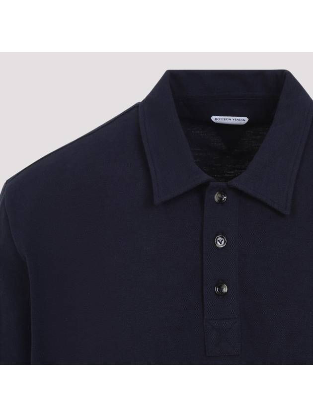 Embroidered Logo Polo Shirt Blue - BOTTEGA VENETA - BALAAN 4