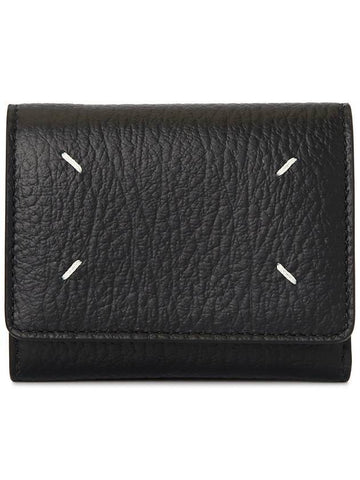 Zip Compact Tri-Fold Half Wallet Black - MAISON MARGIELA - BALAAN 1