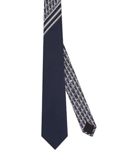 Oblique Striped Silk Tie Navy - DIOR - BALAAN 1