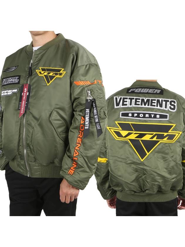 Racing Logo Patch Bomber Jacket Green - VETEMENTS - BALAAN 2