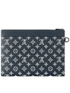 Men's Pochette To Go Monogram Shadow Leather Pouch Bag Ink Blue - LOUIS VUITTON - BALAAN 1