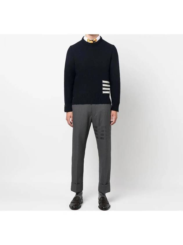 Donegal 4-Bar Striped Crew Neck Wool Knit Top Navy - THOM BROWNE - BALAAN 6