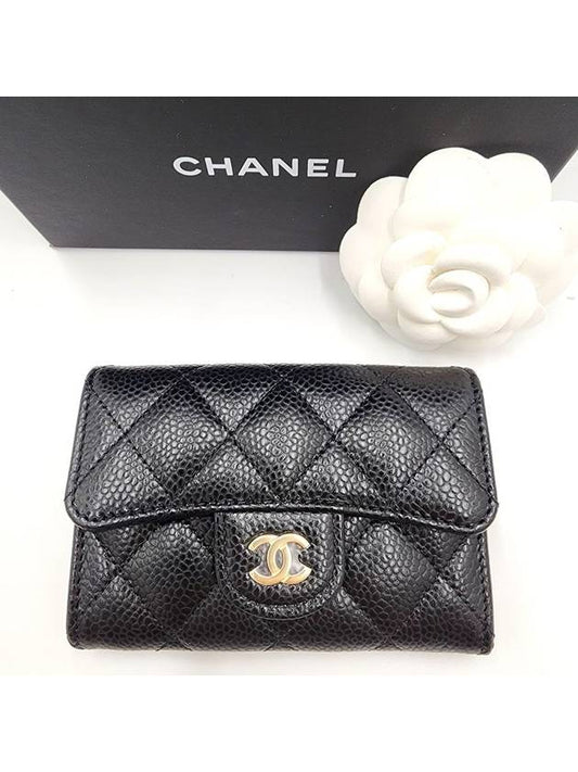 Classic card holder caviar cleat black gold AP0214 - CHANEL - BALAAN 1