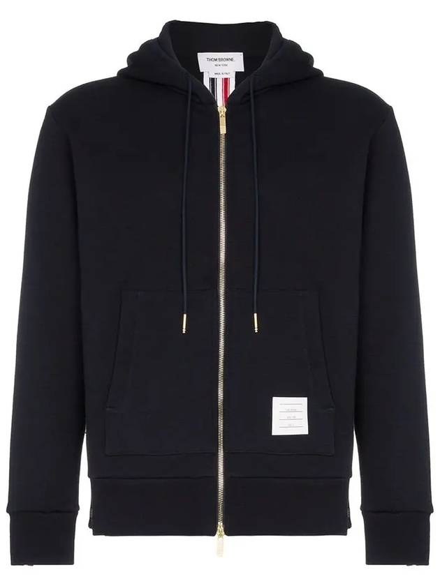 Center Back Stripe Cotton Zip Up Hoodie Navy - THOM BROWNE - BALAAN 3