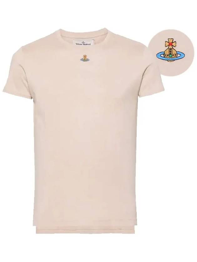 Embroided ORB Peru Short Sleeve T-Shirt Beige - VIVIENNE WESTWOOD - BALAAN 3