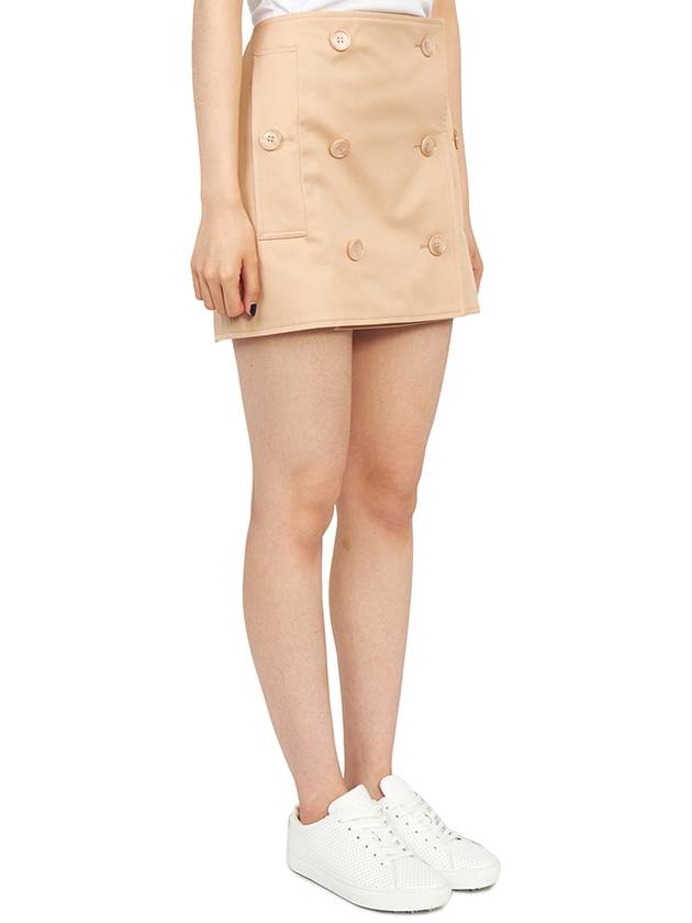 Women's Trench Mini Cotton Gabardine A-Line Skirt Pale Nude - BURBERRY - BALAAN 6