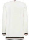 Cricket Stripe Lightweight Textured Cotton V-Neck Cardigan White - THOM BROWNE - BALAAN 4