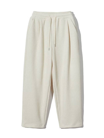 Wide one tuck common corduroy banding pants CREAM - WEST GRAND BOULEVARD - BALAAN 1