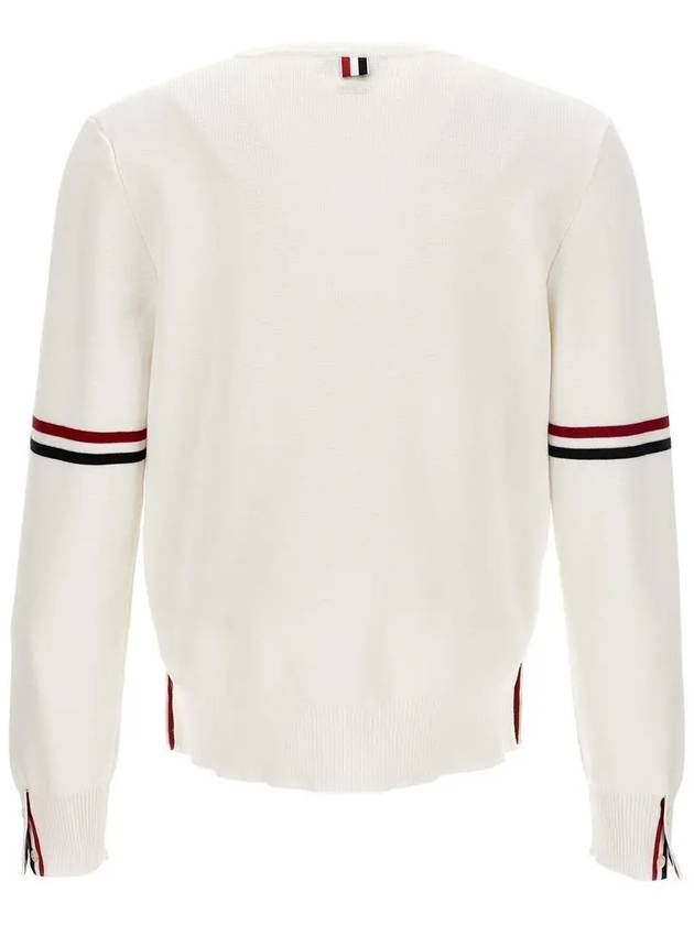 Men's Milan Stitch Armband Crew Neck Knit Top White - THOM BROWNE - BALAAN 4