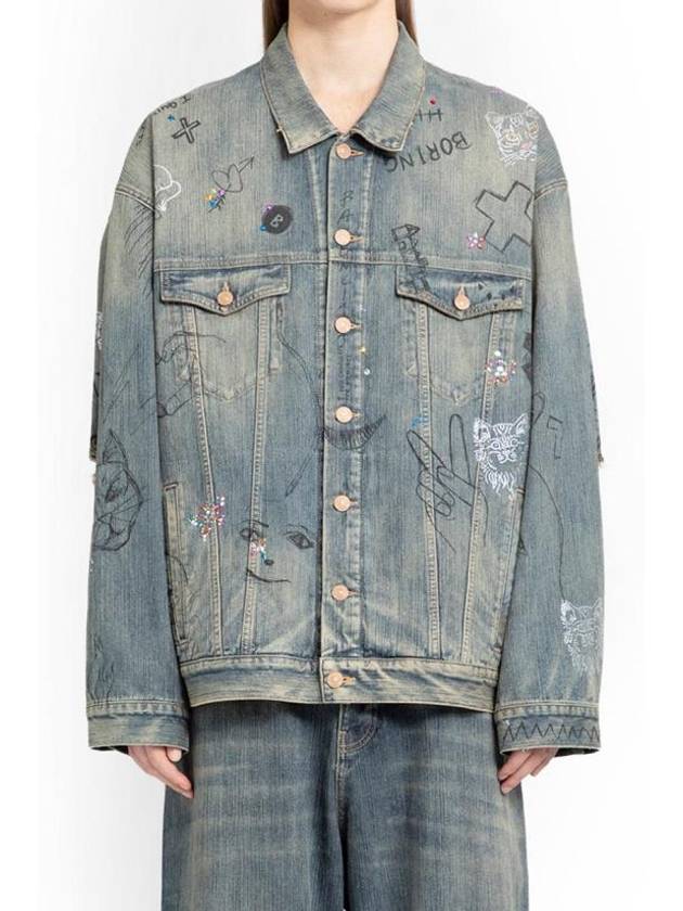 Graffiti Denim Jacket Blue - BALENCIAGA - BALAAN 2