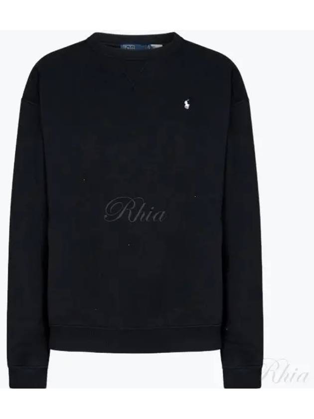 Embroidered Logo Pony Fleece Sweatshirt Black - POLO RALPH LAUREN - BALAAN 2