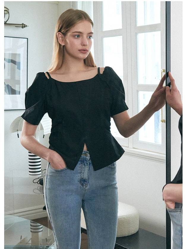 Felicity puff slit blouse black - MICANE - BALAAN 6