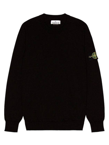 Wappen Patch Crew Neck Cotton Knit Top Black - STONE ISLAND - BALAAN 1