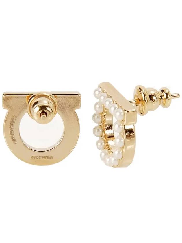 Gancini Pearl Earrings Gold - SALVATORE FERRAGAMO - BALAAN 4