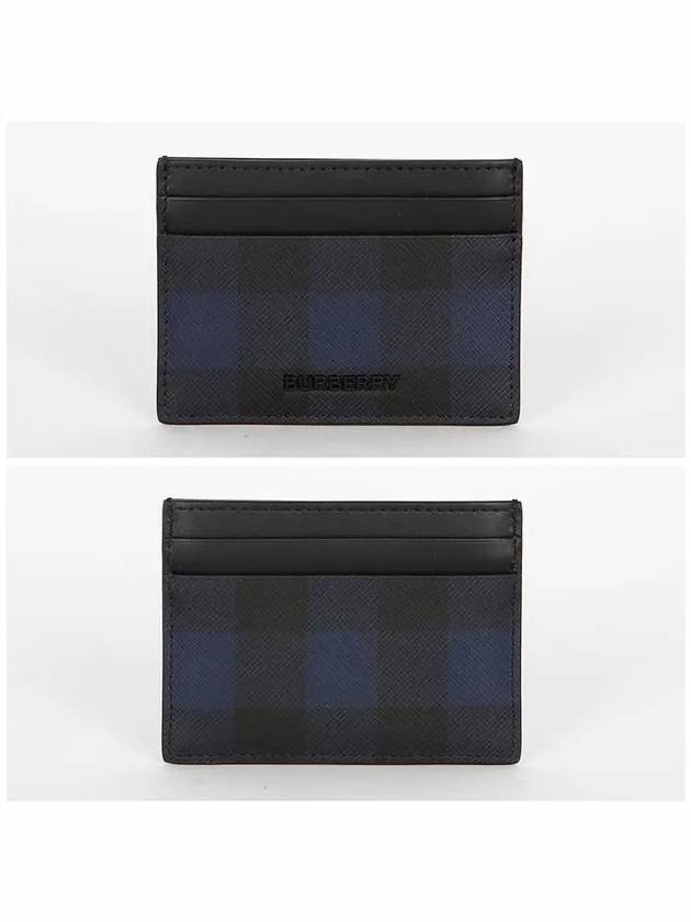 Check Leather Card Wallet Navy - BURBERRY - BALAAN 3