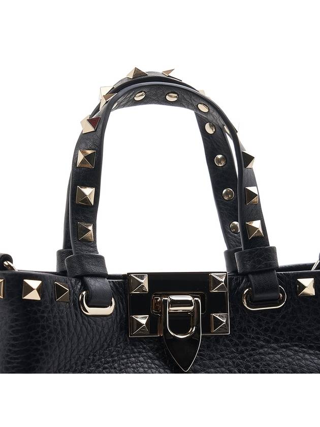 Rockstud Tote Bag Black - VALENTINO - BALAAN 8