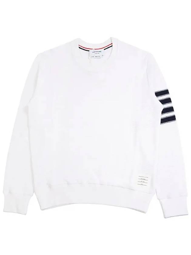 Open Raschel Stitch 4-Bar Sweatshirt White - THOM BROWNE - BALAAN 7