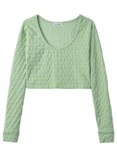 Women's Jacquard Crop Long Sleeve T-Shirt Green - SUNNEI - BALAAN 2